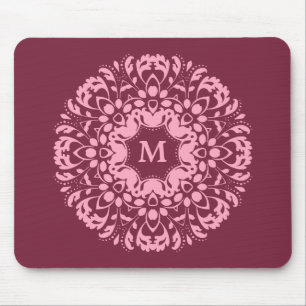 Elegant pink monogram mouse pad