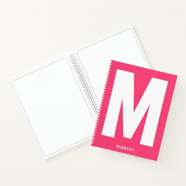 Elegant Pink , Monogram Name Minimalist modern Notebook (Inside)