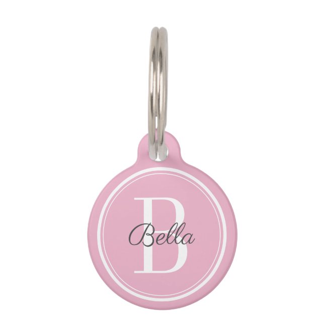 Elegant Pink Monogram Pet Tag (Front)