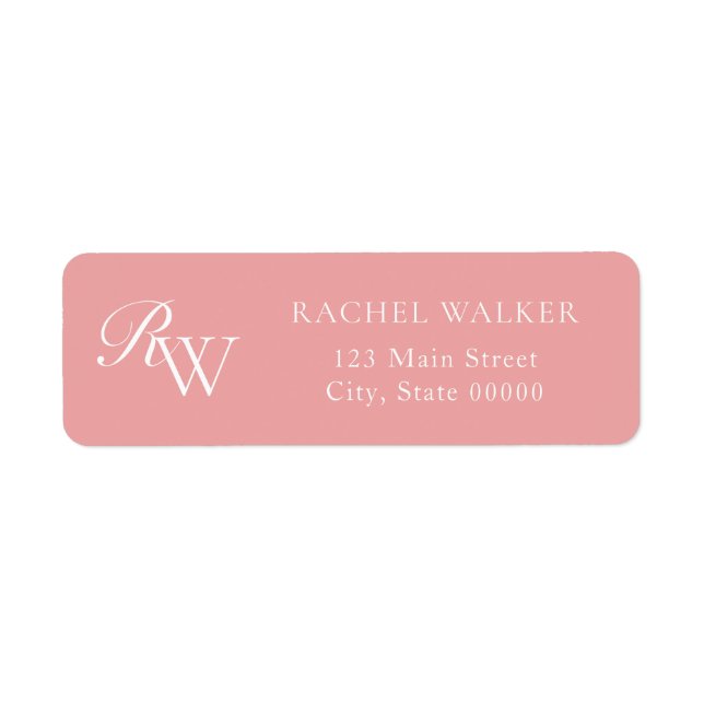 Elegant Pink Monogram Return Address Label (Front)