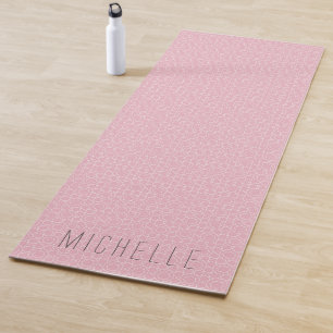 Elegant Pink Moroccan Pattern with Name Yoga Mat