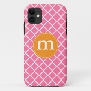 Elegant Pink Moroccan Quatrefoil Personalised iPhone 11 Case