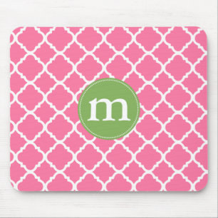 Elegant Pink Moroccan Quatrefoil Personalised Mouse Pad