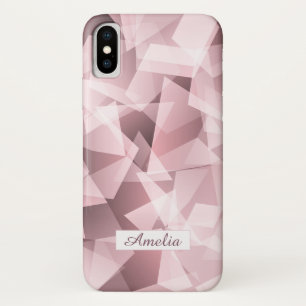 Elegant Pink Name Geometric Polygonal Pattern iPhone X Case