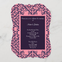 Elegant Pink Navy Abstract Pattern WEDDING