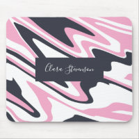 Elegant pink, navy blue and white marble look