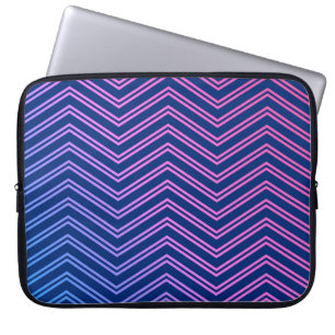 Elegant Pink-Navy Chevron Pattern Laptop Sleeve