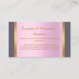 ELEGANT PINK NAVY STRIPE GOLD ENCLOSURE CARD