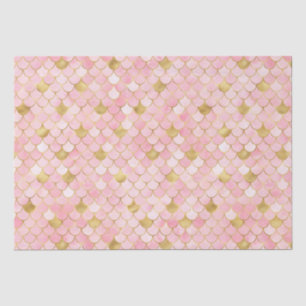 Elegant Pink Ombre Foil & Gold Mermaid Scales Tissue Paper