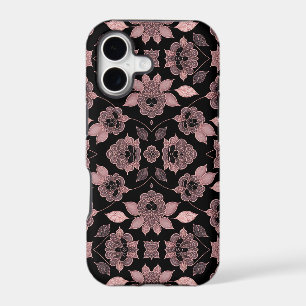 Elegant pink on black lace in vintage style