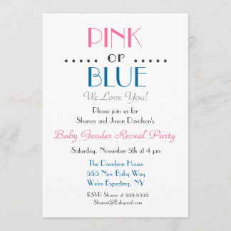 Elegant Pink or Blue Gender Reveal Invitation