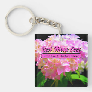 Elegant Pink orange floral hydrangeas Key Ring