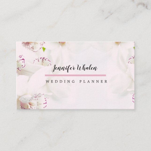 Elegant Pink Orchid Custom Business Card (Front)