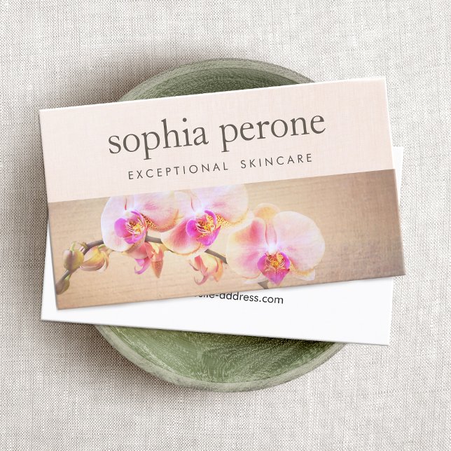 Elegant Pink Orchid Floral Beauty Business Card (Creator Uploaded)