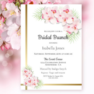 Elegant Pink Orchid Floral Bridal Brunch Invitation