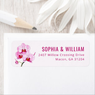 Elegant Pink Orchid Floral Return Address Label