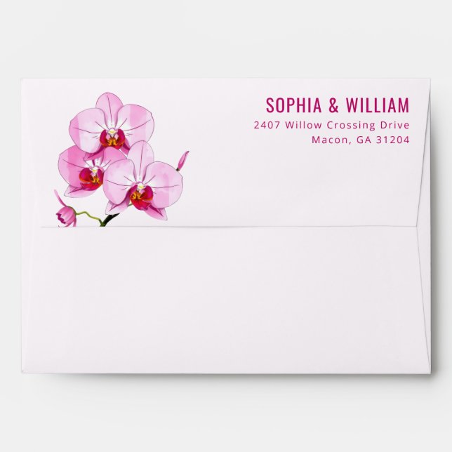 Elegant Pink Orchid Illustration Envelope (Back (Top Flap))