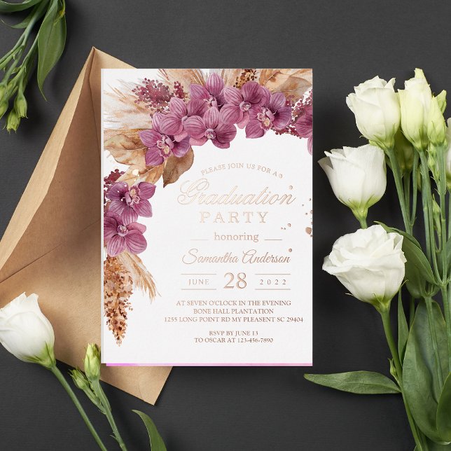 Elegant Pink Orchid & Pampas With Rose Gold Foil (Creator Uploaded)