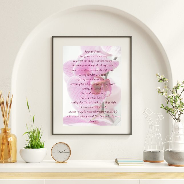 Elegant Pink Orchid Script Serenity Prayer Poster (Creator Uploaded)