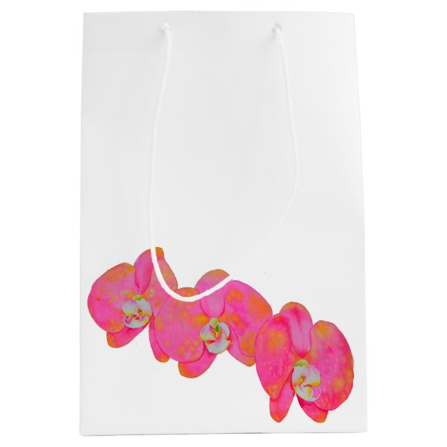 Elegant Pink Orchid watercolor painting  Medium Gift Bag (Front)