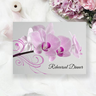 Elegant Pink Orchids Wedding Rehearsal Dinner Invitation