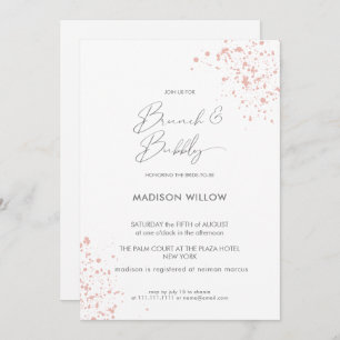 Elegant Pink Paint Brunch Bubbly Bridal Shower Invitation