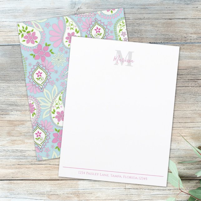 Elegant Pink Paisley Stylish Preppy Monogram (Creator Uploaded)