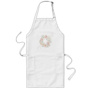 Elegant Pink Pastel Floral Wreath Botanical Design Long Apron