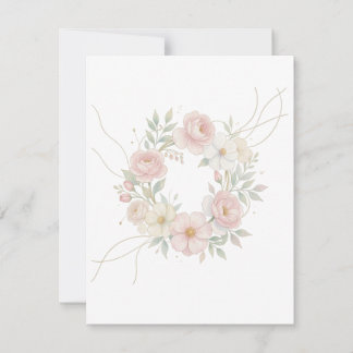 Elegant Pink Pastel Floral Wreath Botanical Design RSVP Card