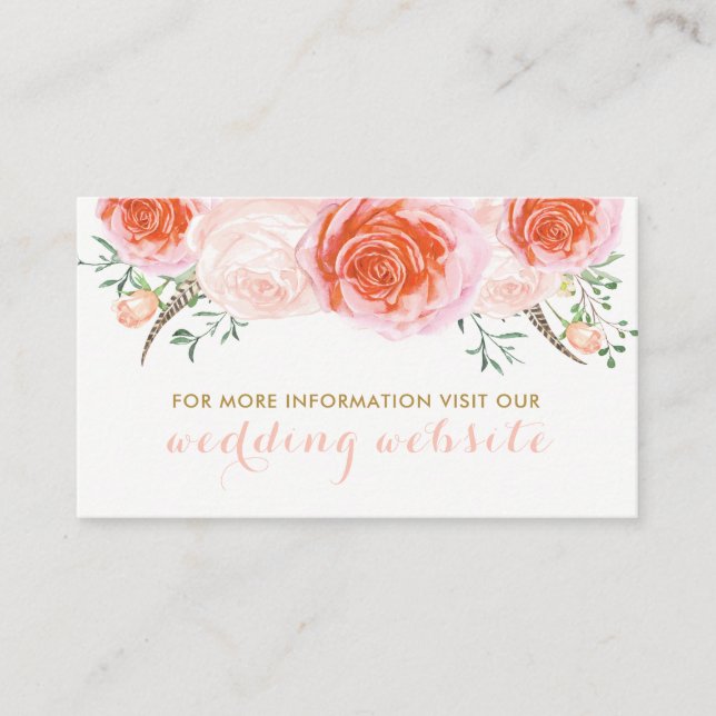 Elegant Pink, Peach and Coral Roses Website Cards (Front)