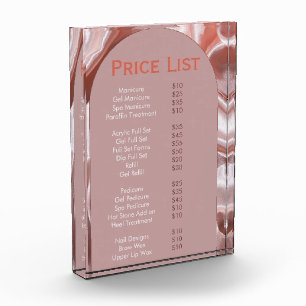 Elegant pink Peach Beauty Salon Menu  Photo Block
