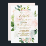 Elegant Pink Peach Bloom 80th Birthday Party Invitation<br><div class="desc">More floral Watercolor 80th Birthday Invitations in the Little Bayleigh Store!</div>