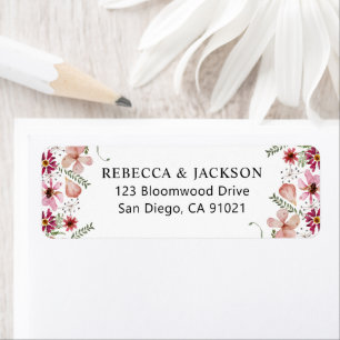 Elegant Pink Peach Greenery Return Address Label
