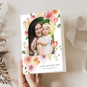 Elegant Pink Peonies 2 Photo Mother's Day Holiday Card