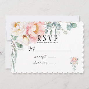 Elegant Pink Peonies Eucalyptus RSVP Cards