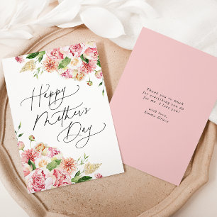 Elegant Pink Peonies Happy Mother's Day Holiday Card