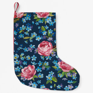 Elegant Pink Peonies Retro Background Small Christmas Stocking
