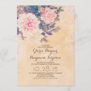 Elegant pink peonies wedding invitation
