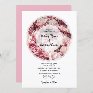 Elegant Pink Peonies Wedding Invitations