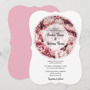 Elegant Pink Peonies Wedding Invitations