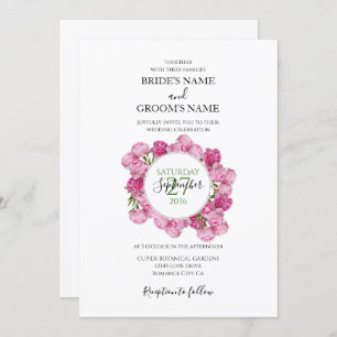 Elegant Pink Peonies Wedding Invitations