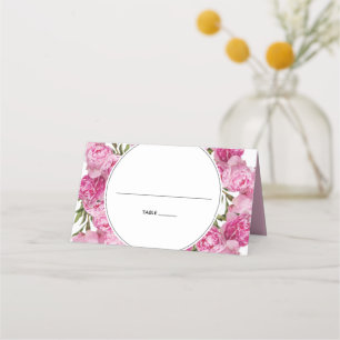 Elegant Pink Peonies Wedding Place Card