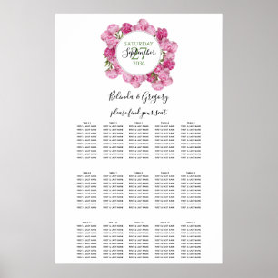 Elegant Pink Peonies Wedding Seating Chart