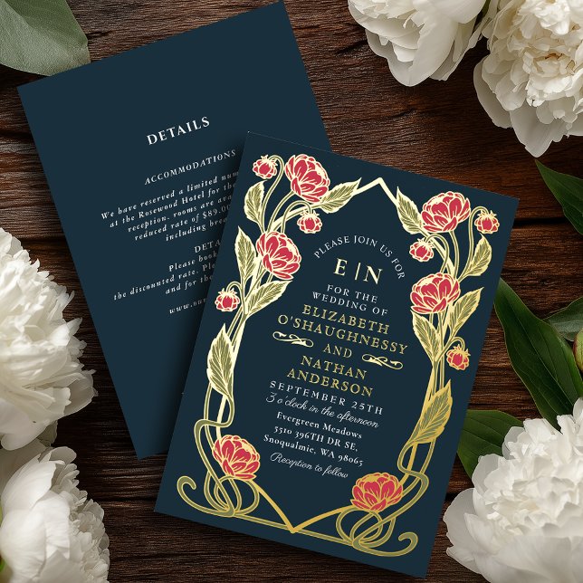 Elegant Pink Peony Art Nouveau Wedding All in One (Creator Uploaded)