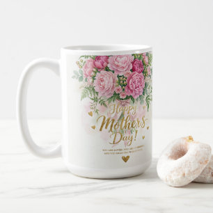 Elegant Pink Peony Bouquet Happy Mother’s Day Coffee Mug