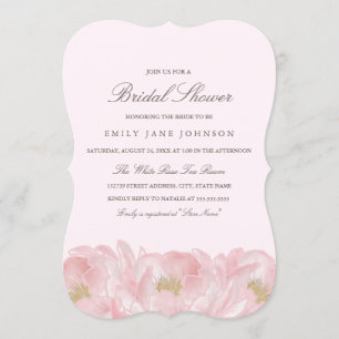 Elegant Pink Peony Bridal Shower Invitation
