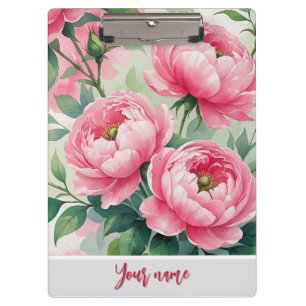Elegant Pink Peony Floral Clipboard