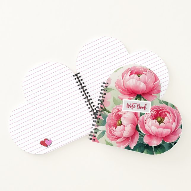 Elegant Pink Peony Floral Notebook (Inside)