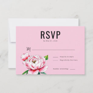 Elegant Pink Peony Floral RSVP Card