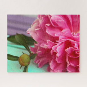 Elegant Pink Peony Flower Botanical Jigsaw Puzzle